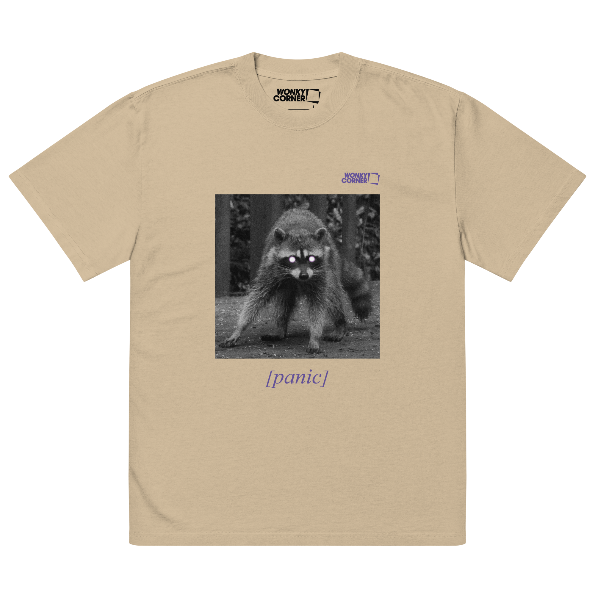 beige t-paita, jossa pesukarhu printti